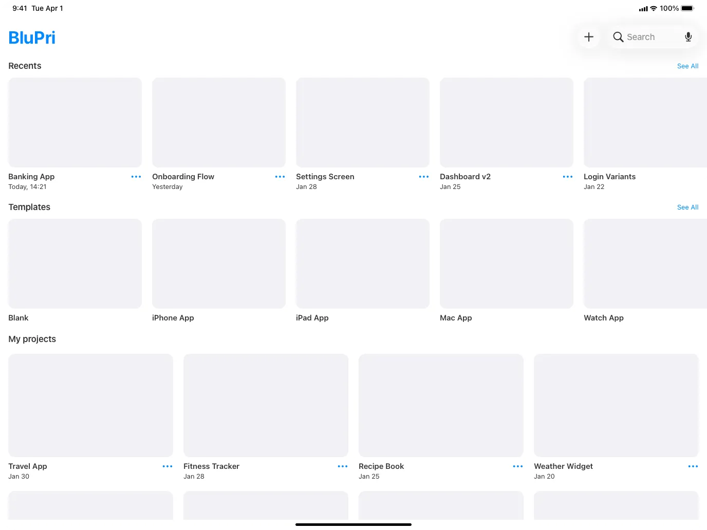 BluPri first design homepage